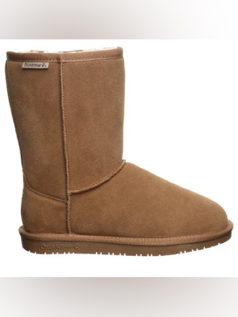 BearPaw Women's 9M Classic Suede Boot - Tan Eva short fur lined